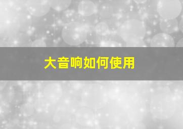 大音响如何使用