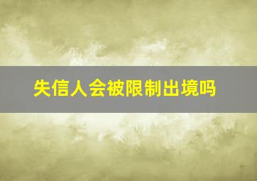 失信人会被限制出境吗