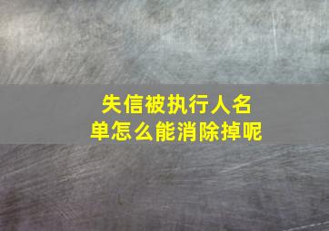 失信被执行人名单怎么能消除掉呢