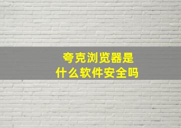 夸克浏览器是什么软件安全吗