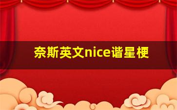 奈斯英文nice谐星梗