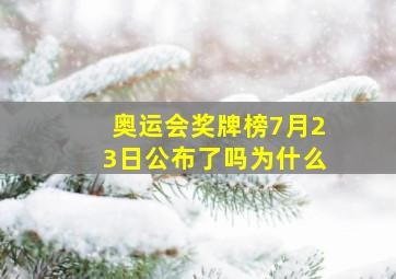 奥运会奖牌榜7月23日公布了吗为什么