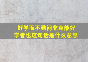 好学而不勤问非真能好学者也这句话是什么意思