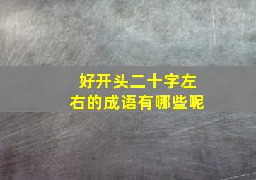 好开头二十字左右的成语有哪些呢