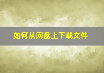 如何从网盘上下载文件