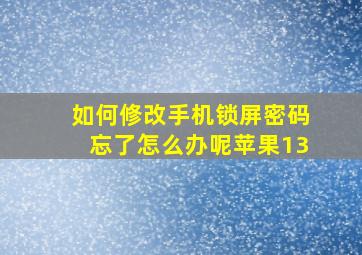 如何修改手机锁屏密码忘了怎么办呢苹果13