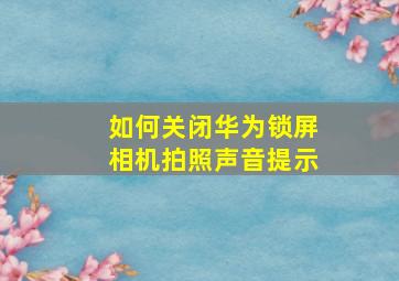 如何关闭华为锁屏相机拍照声音提示