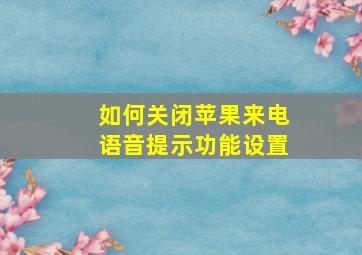 如何关闭苹果来电语音提示功能设置