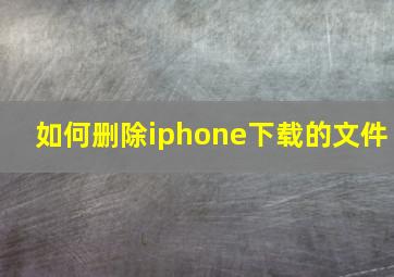 如何删除iphone下载的文件