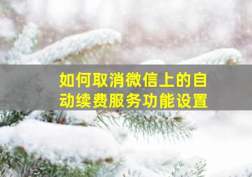 如何取消微信上的自动续费服务功能设置