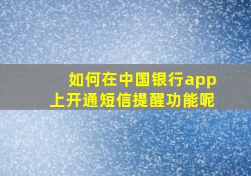 如何在中国银行app上开通短信提醒功能呢