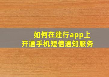 如何在建行app上开通手机短信通知服务