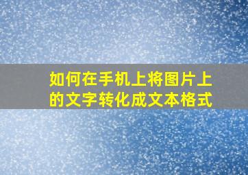 如何在手机上将图片上的文字转化成文本格式