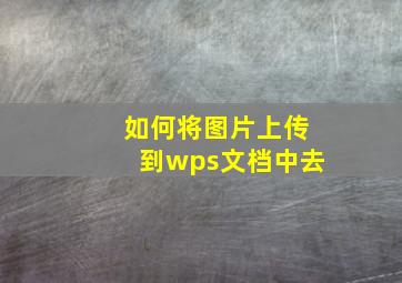 如何将图片上传到wps文档中去