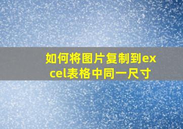 如何将图片复制到excel表格中同一尺寸