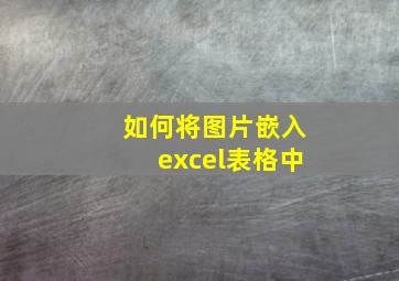 如何将图片嵌入excel表格中