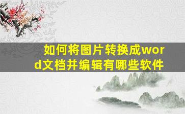 如何将图片转换成word文档并编辑有哪些软件