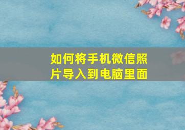 如何将手机微信照片导入到电脑里面