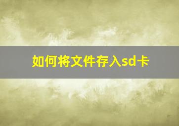 如何将文件存入sd卡