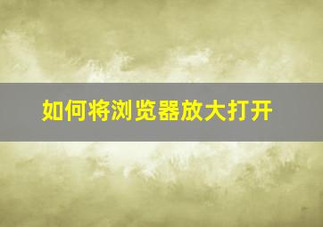 如何将浏览器放大打开