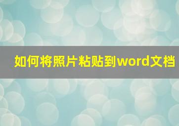 如何将照片粘贴到word文档