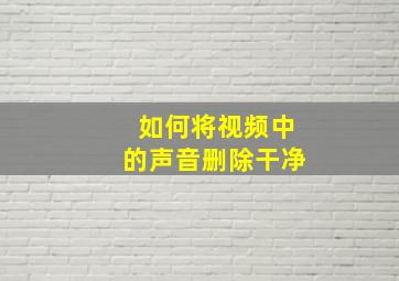 如何将视频中的声音删除干净