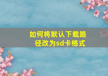 如何将默认下载路径改为sd卡格式