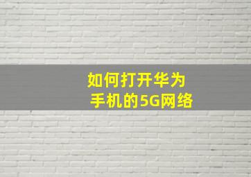 如何打开华为手机的5G网络