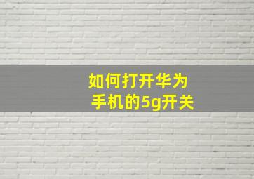 如何打开华为手机的5g开关