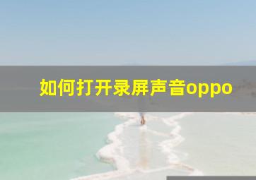 如何打开录屏声音oppo