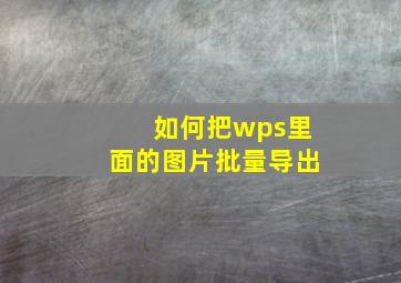 如何把wps里面的图片批量导出