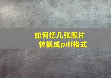 如何把几张照片转换成pdf格式