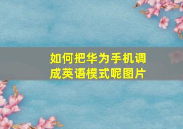 如何把华为手机调成英语模式呢图片