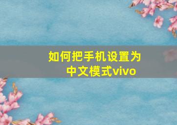 如何把手机设置为中文模式vivo