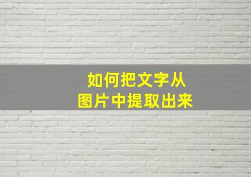 如何把文字从图片中提取出来