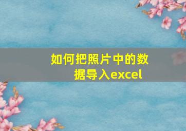 如何把照片中的数据导入excel