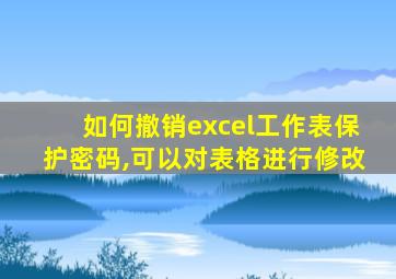 如何撤销excel工作表保护密码,可以对表格进行修改