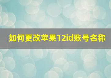 如何更改苹果12id账号名称