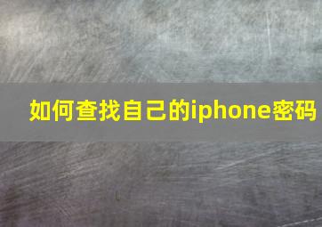 如何查找自己的iphone密码