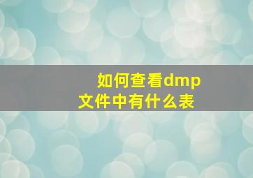 如何查看dmp文件中有什么表