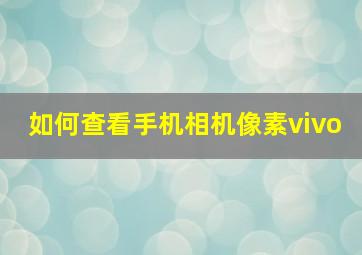 如何查看手机相机像素vivo