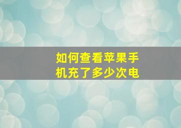 如何查看苹果手机充了多少次电