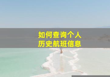 如何查询个人历史航班信息