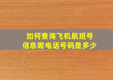 如何查询飞机航班号信息呢电话号码是多少