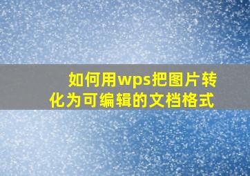 如何用wps把图片转化为可编辑的文档格式