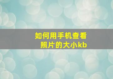 如何用手机查看照片的大小kb