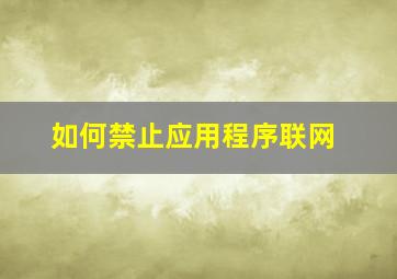 如何禁止应用程序联网