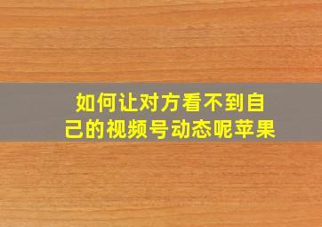 如何让对方看不到自己的视频号动态呢苹果