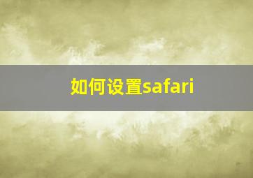 如何设置safari