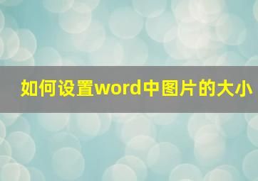 如何设置word中图片的大小